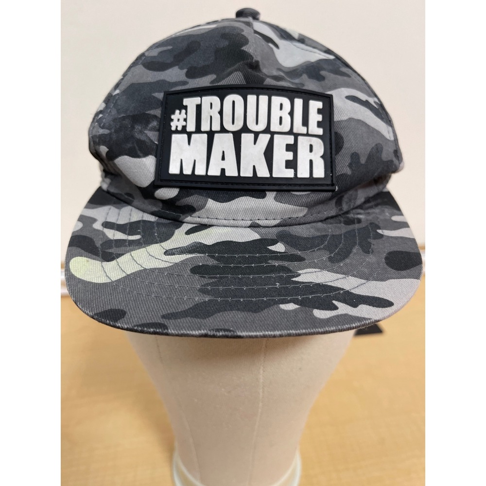 The Childrens Place Boys Grey Camo Troublemaker Patch Baseball Hat S/M 2T-3T